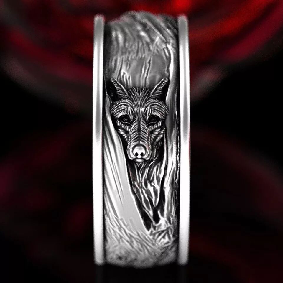 Wholesale Alloy Vintage Wolf Head Men's Ring